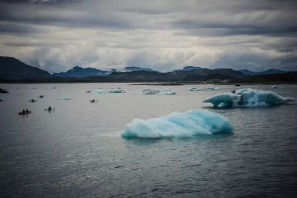 Kayaking near icebergs