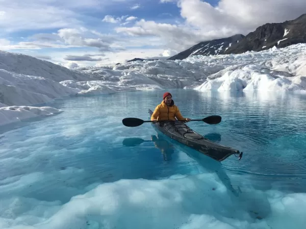 Kayaking on a glacial lake