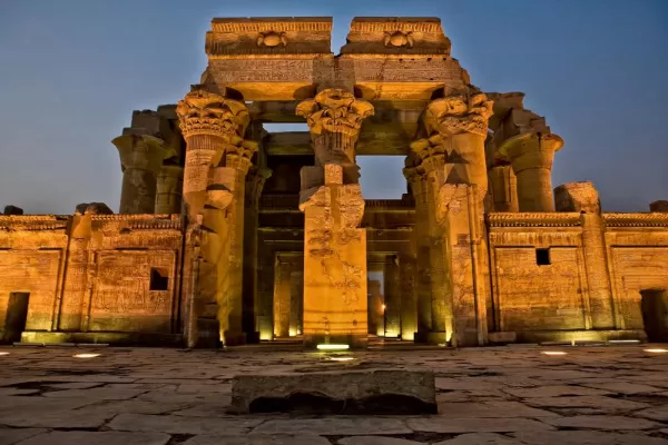 Facade of Kom Ombo Temple by night