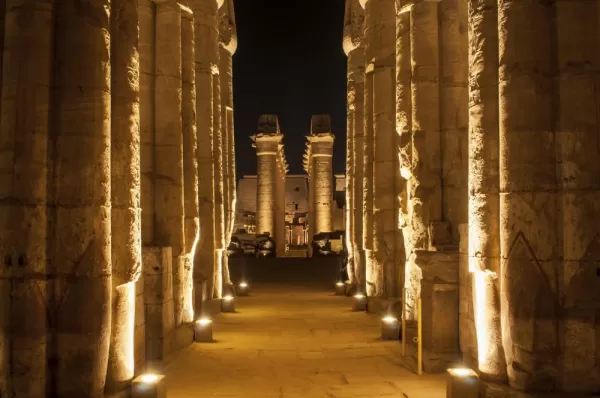 Famous Luxor temple complex at night