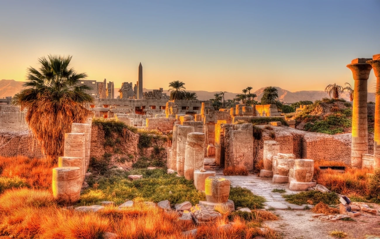 View of the Karnak temple in the evening