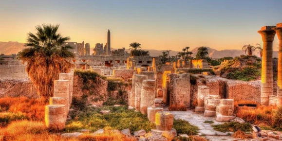 View of the Karnak temple in the evening
