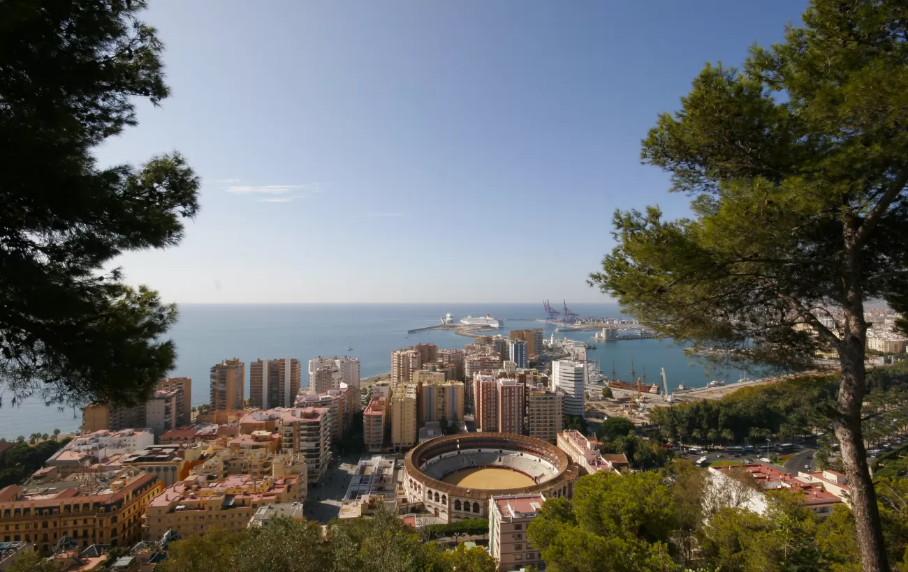 An aerial view of the city Malaga