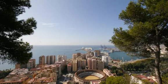 An aerial view of the city Malaga