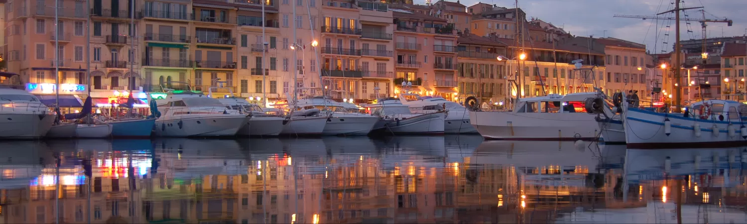 A beautiful marina, Cannes at night