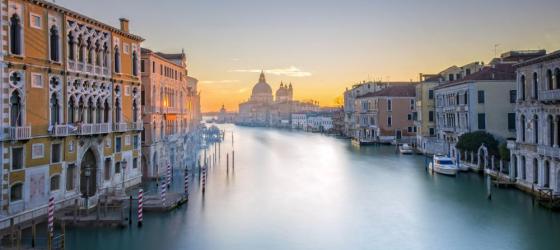 View from Accademia Bridge on Grand Canal in Venice