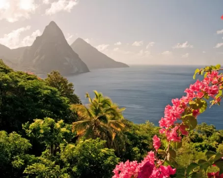 Mountains by the ocean in St Lucia