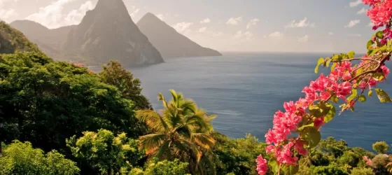 Mountains by the ocean in St Lucia