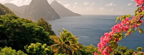 Mountains by the ocean in St Lucia
