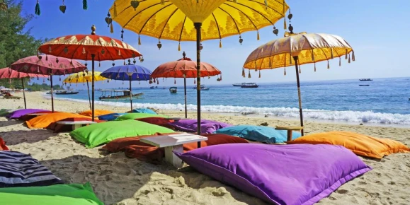 Pristine beach bathed by the Bali Sea