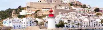 Eivissa ibiza town from red lighthouse port entrance beacon