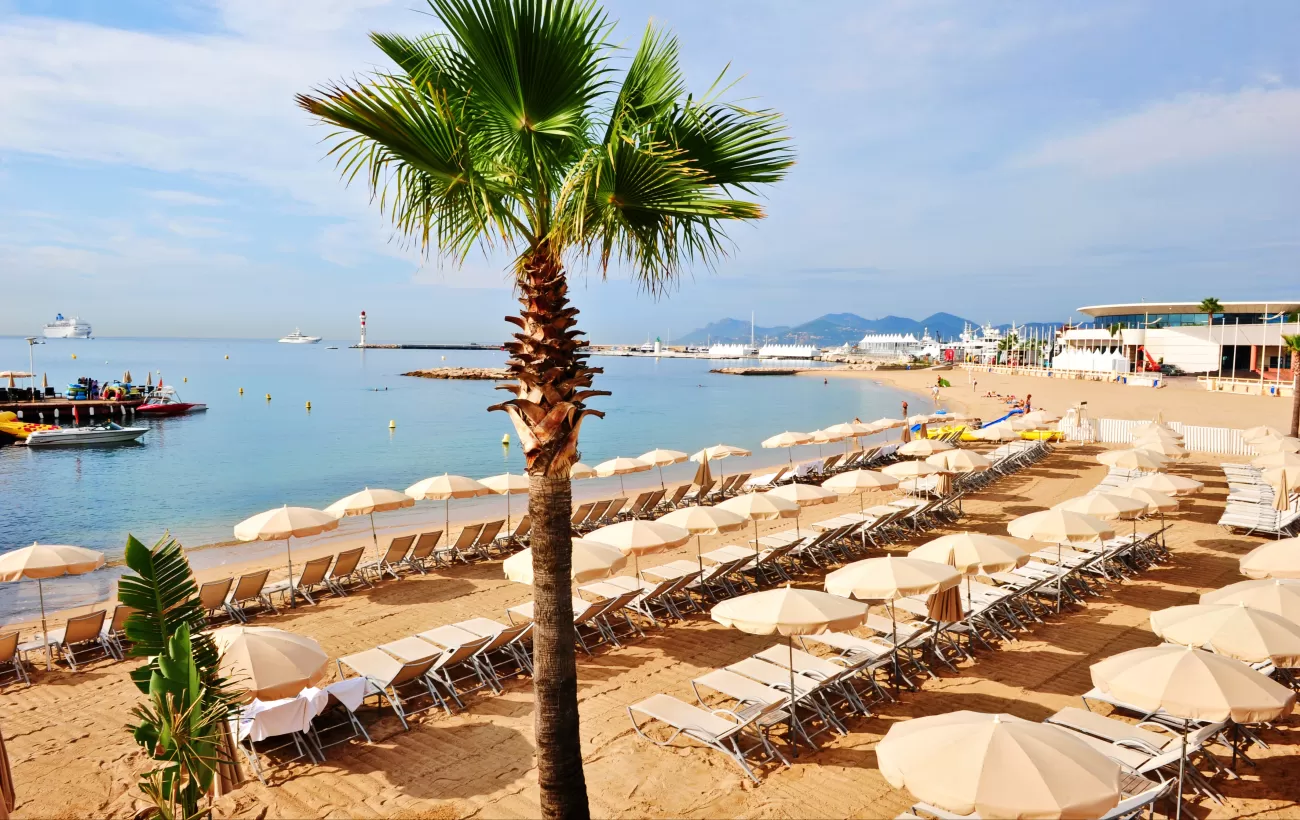 Beautiful beach at Cannes, France