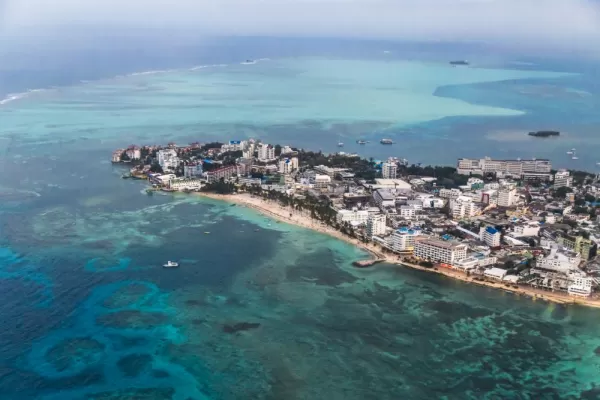 Aerial view of San Andrés, Colombia