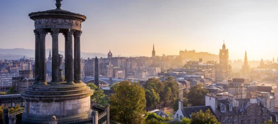Edinburgh city in winter from Calton hill, Scotland, UK