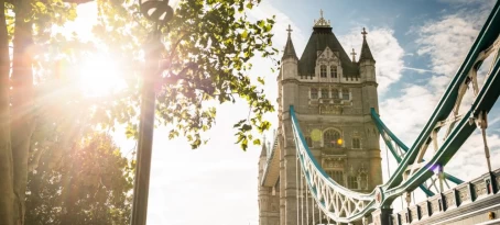 Tower bridge at dusk, London, England