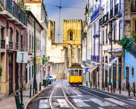 Lisbon Tram and Cityscape