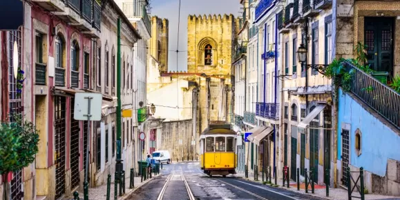 Lisbon Tram and Cityscape