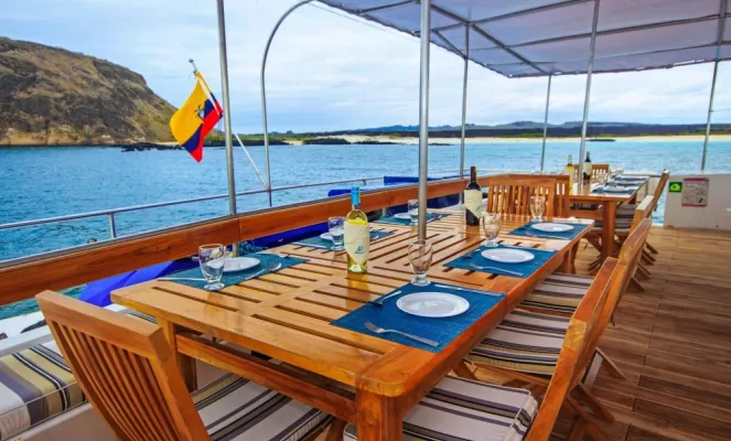 Dining area on the Archipell I's Sundeck
