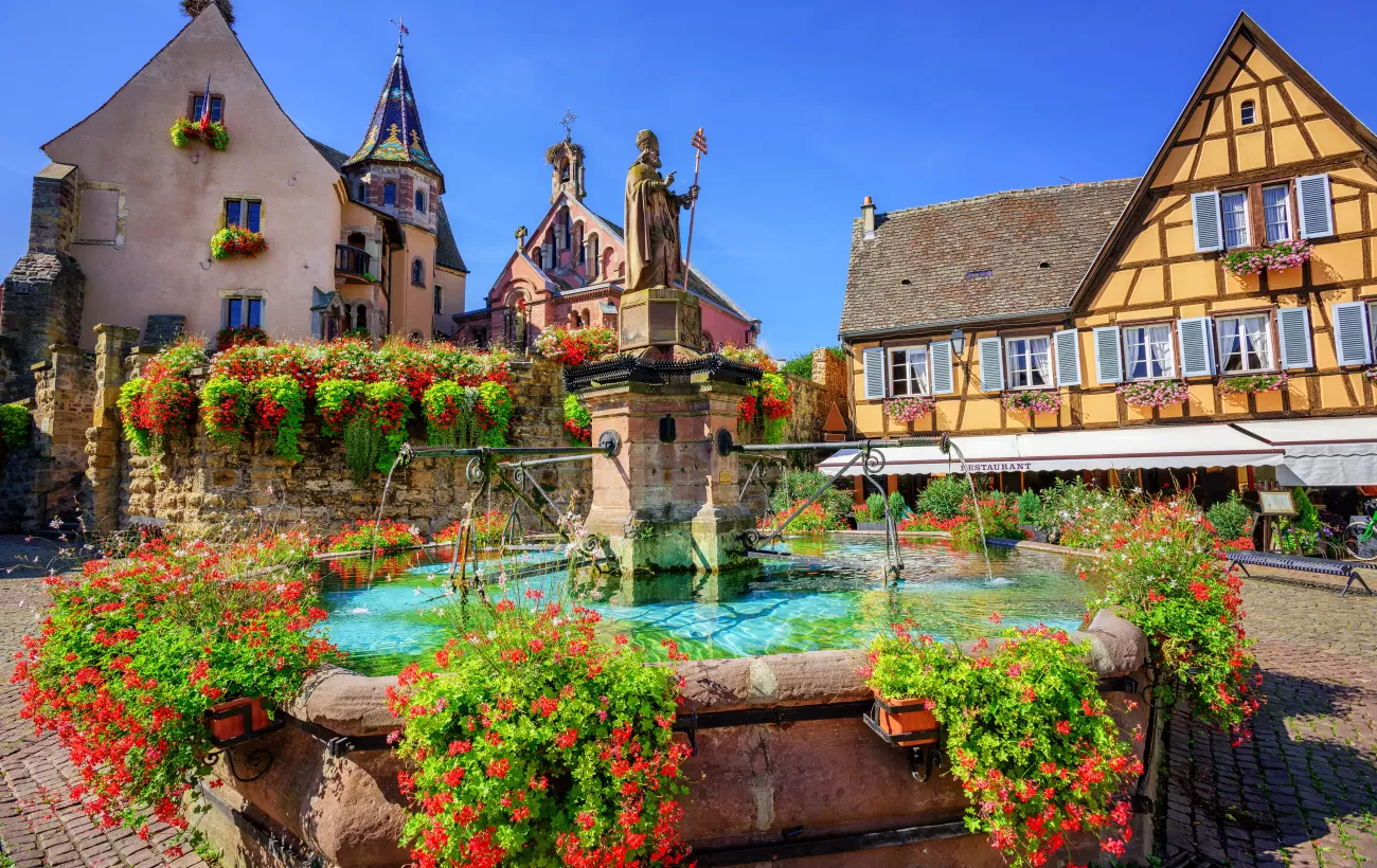 Along wine route in Alsace, France