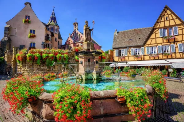 Along wine route in Alsace, France