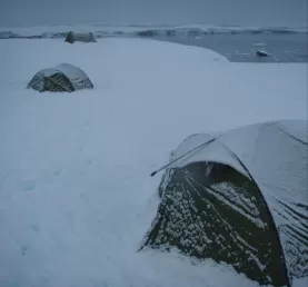 Camping at Argentine Island, Antarctic continent