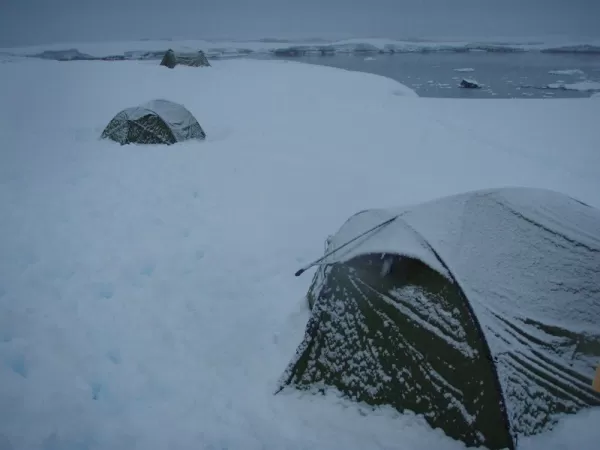 Camping at Argentine Island, Antarctic continent