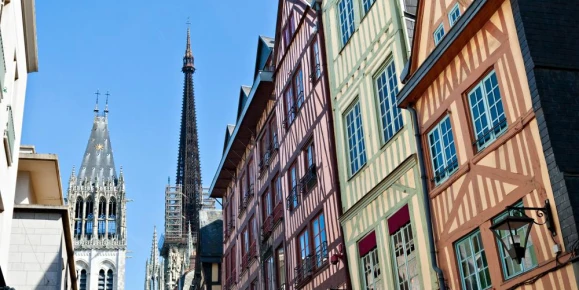 Half-Timbered Houses at Rouen, Normandy, France