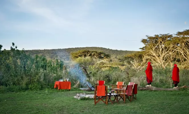 Evening campfire at Lemala Ngorongoro Lodge