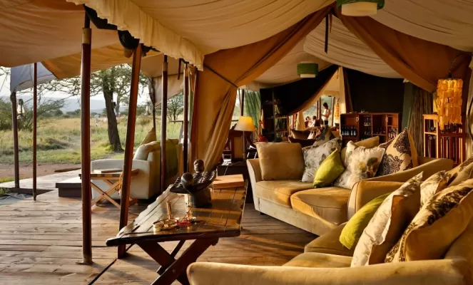 Settle in after your safari in Lemala's comfortable guest tent