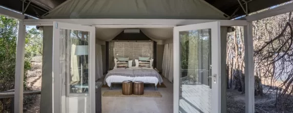 Simbavati River Lodge's brightly decorated tents open onto private decks