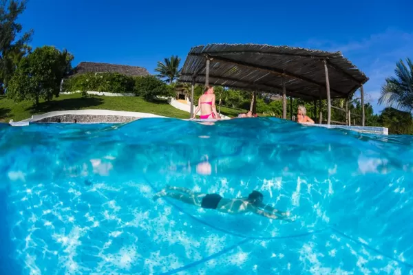 Take a dip in the pool at Manta Resort