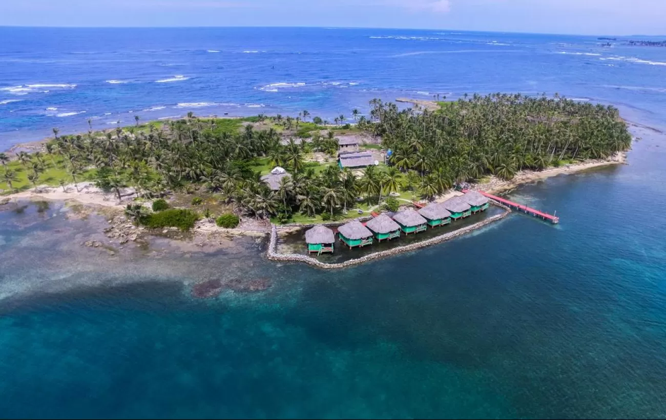 Private island in the Caribbean ocean off the coast of Panama