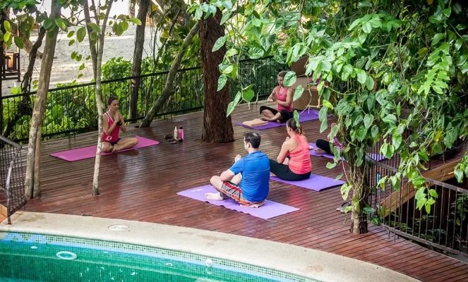 Yoga Class at the Arenas del Mar Beachfront & Rainforest Resort