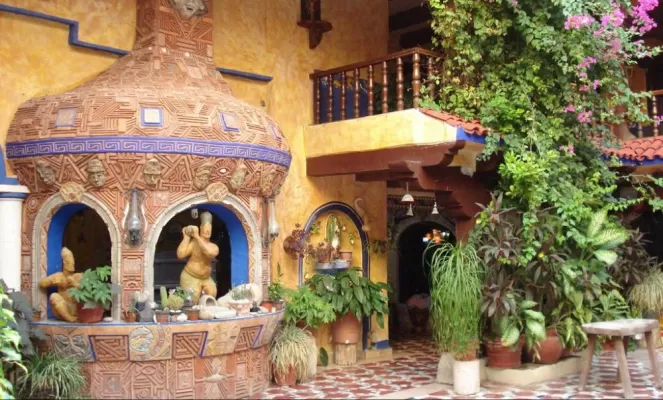 Colorful mosaics, open courtyards and lush landscaping make Hotel El Fuerte a retreat