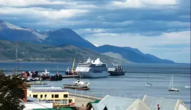 A cruise ship in the port of Ushuaia
