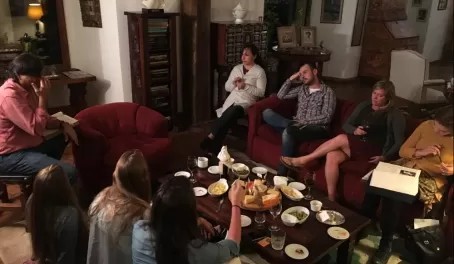 Debriefing our day’s adventures around the Zuleta-made cheese plate