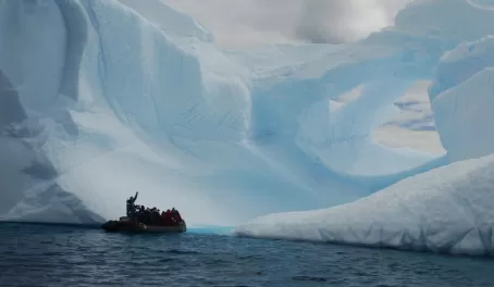 The zodiac was our transportation around icebergs