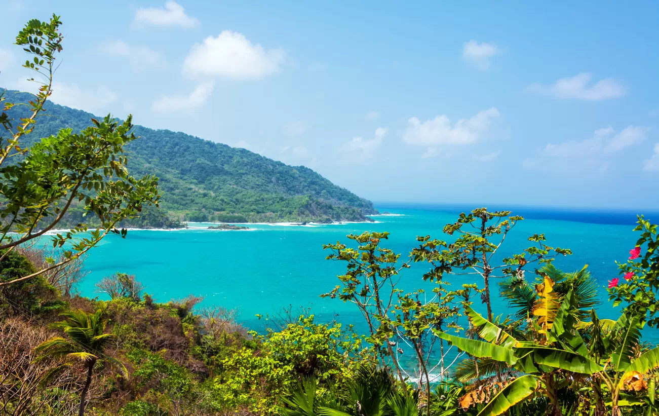 Bright blue waters of the Caribbean sea