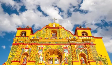 Brillirantly colored church in San Andres Xecul