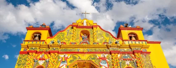 Brillirantly colored church in San Andres Xecul