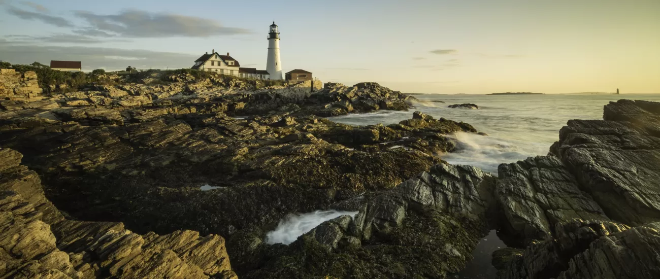 Portland Head Lighthouse, Maine, USA at sunrise