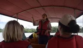 Valeria orienting us for the ride down the Napo