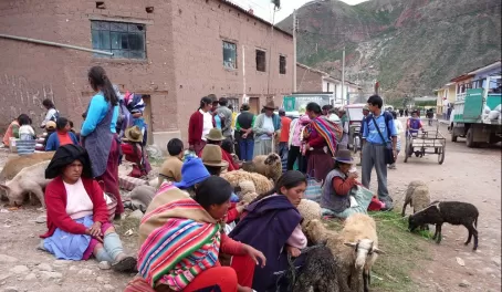 Local people on a market day  in Urubamba