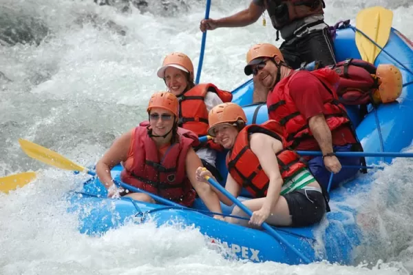 Here comes a big hit! Pacuare River whitewater rafting. 