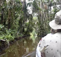 Paddling up the canal to our final destination