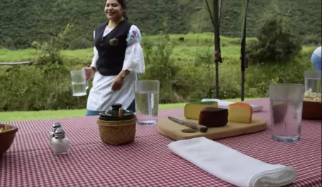 Getting a picnic lunch set up, complete with Zuleta cheese