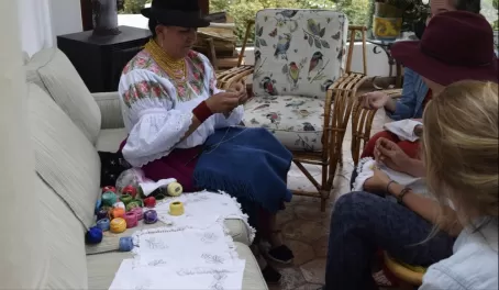 Embroidery lessons on are just one of the many cultural experieces at Zuleta