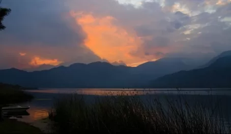 The sun sets over Lake Atitlan