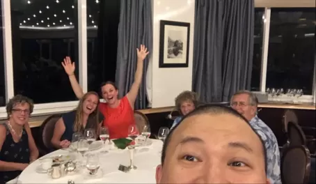 Our waiter Flo knows how to selfie right!
