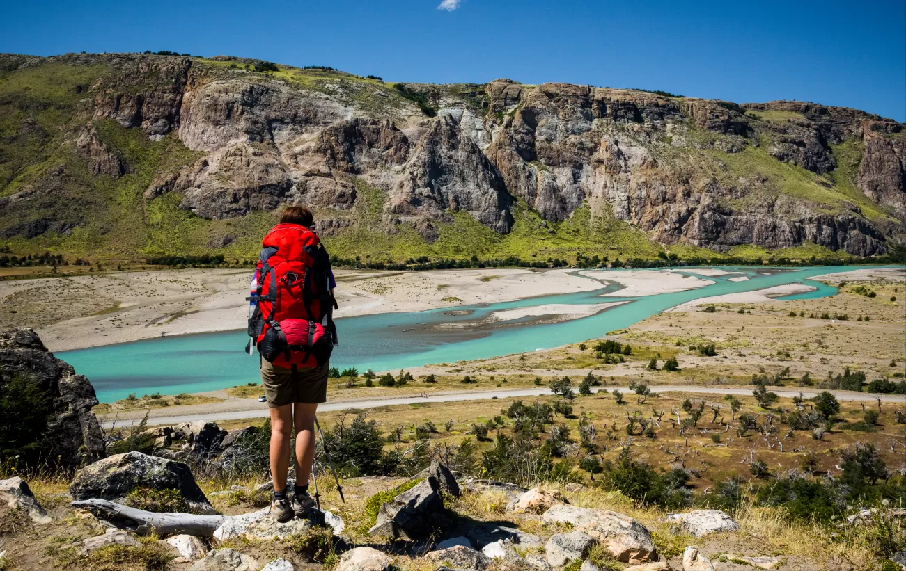 Hiking above turquoise rivers in El Chalten